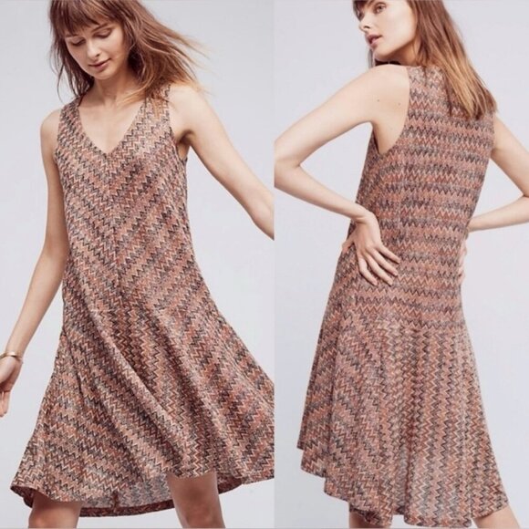 Maeve Sleeveless Dress Westwater Chevron Zig Zag Knit Drop Waist Size X-Small - Picture 1 of 11
